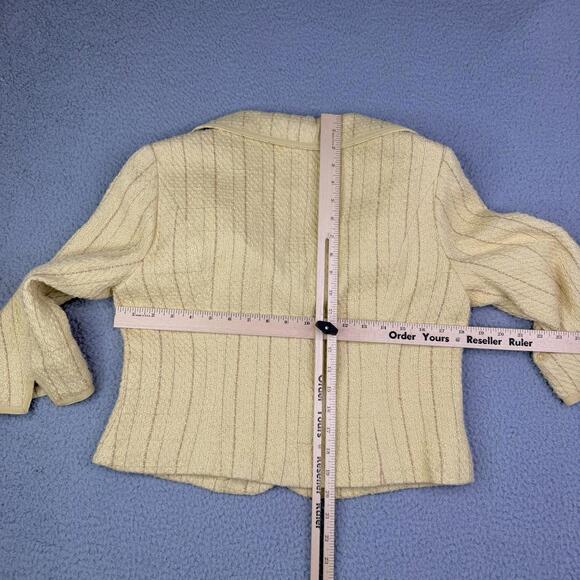 Mac & Jac Y2K Yellow Tweed Button-Up Cotton Blend Cropped Jacket Women's Size 10 - Picture 7 of 12